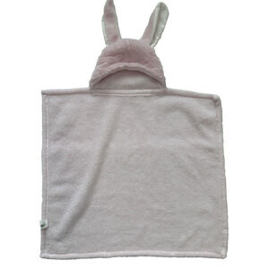 Blankets and Beyond Pink White Hooded Rabbit Bunny Lovey Baby Security Blanket